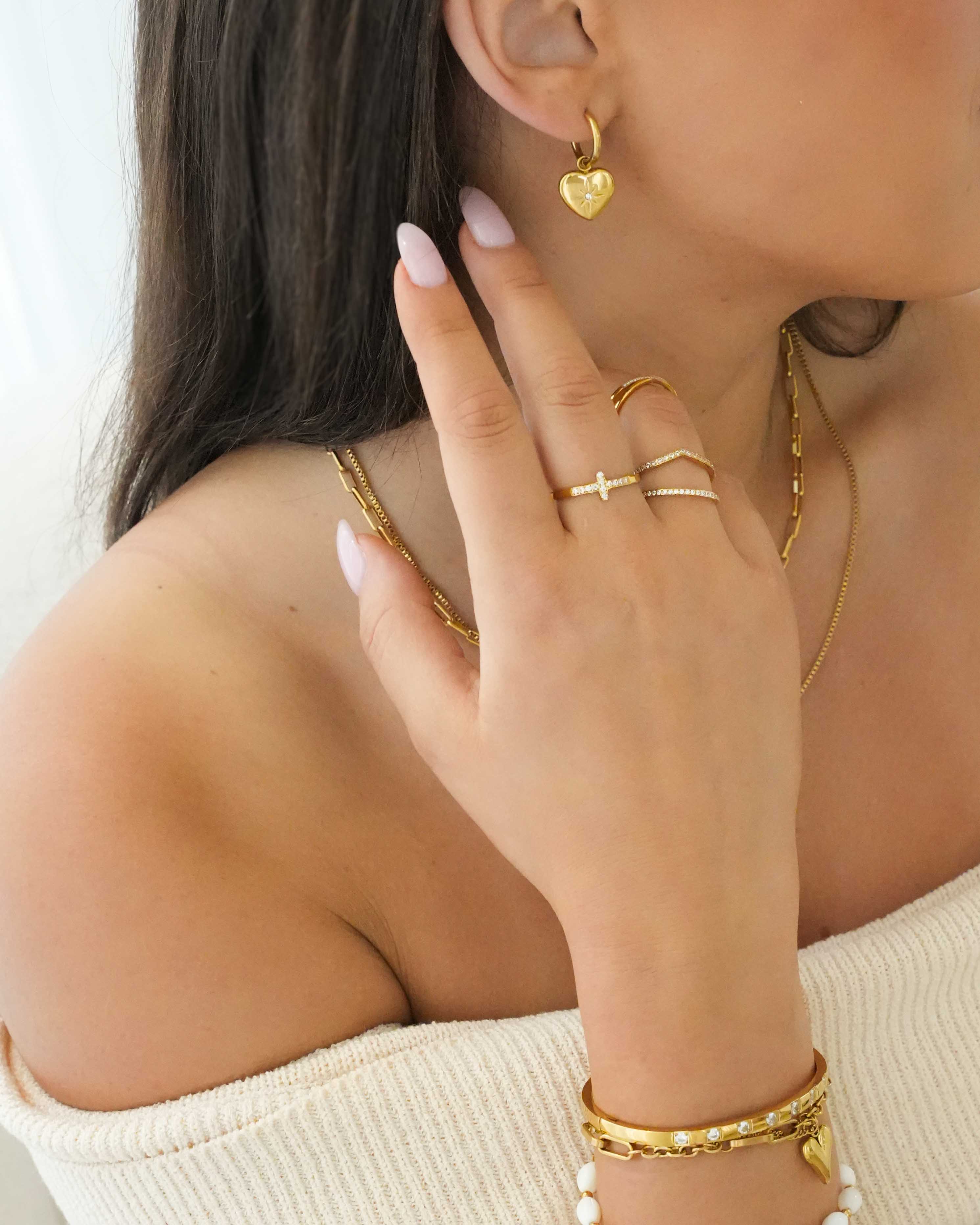 Haven - 18k Gold Zirconia Cross Ring