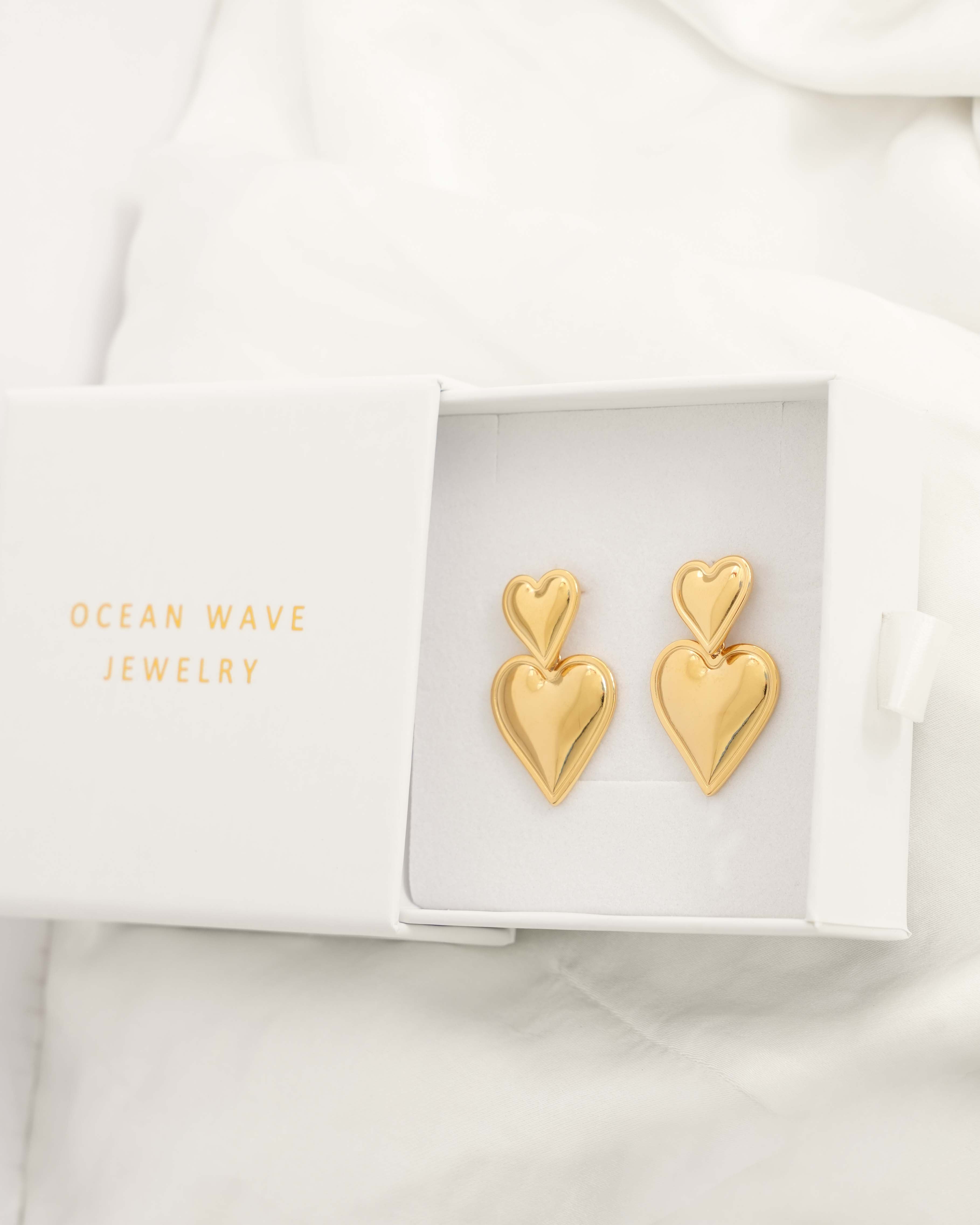 Ari - 18k Gold Double Heart Earrings