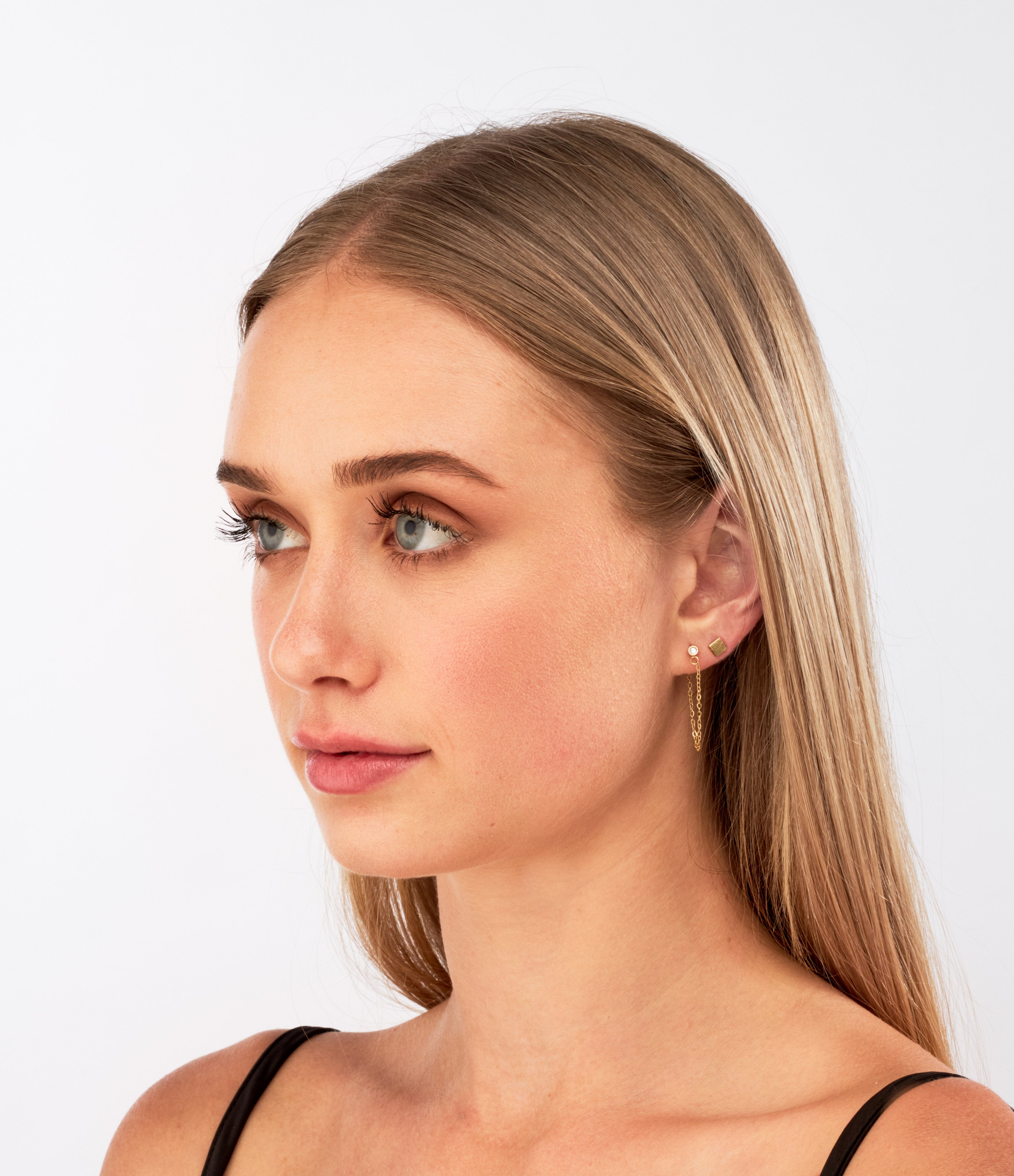 Carter - 18k Gold Chain Zirconia Earrings - Ocean Wave Jewelry