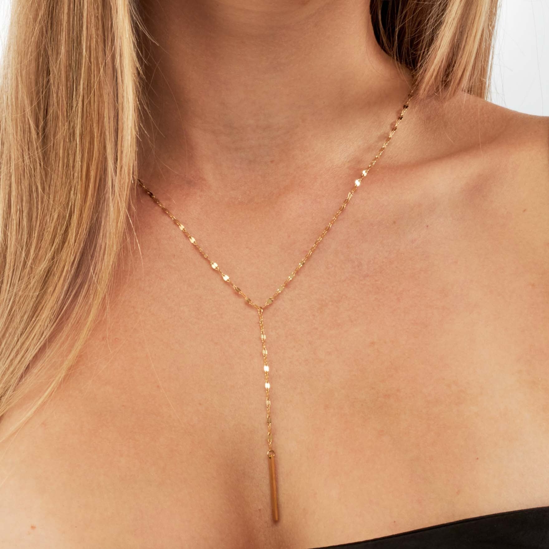 Kendall - 18k Gold Drop Necklace - Ocean Wave Jewelry