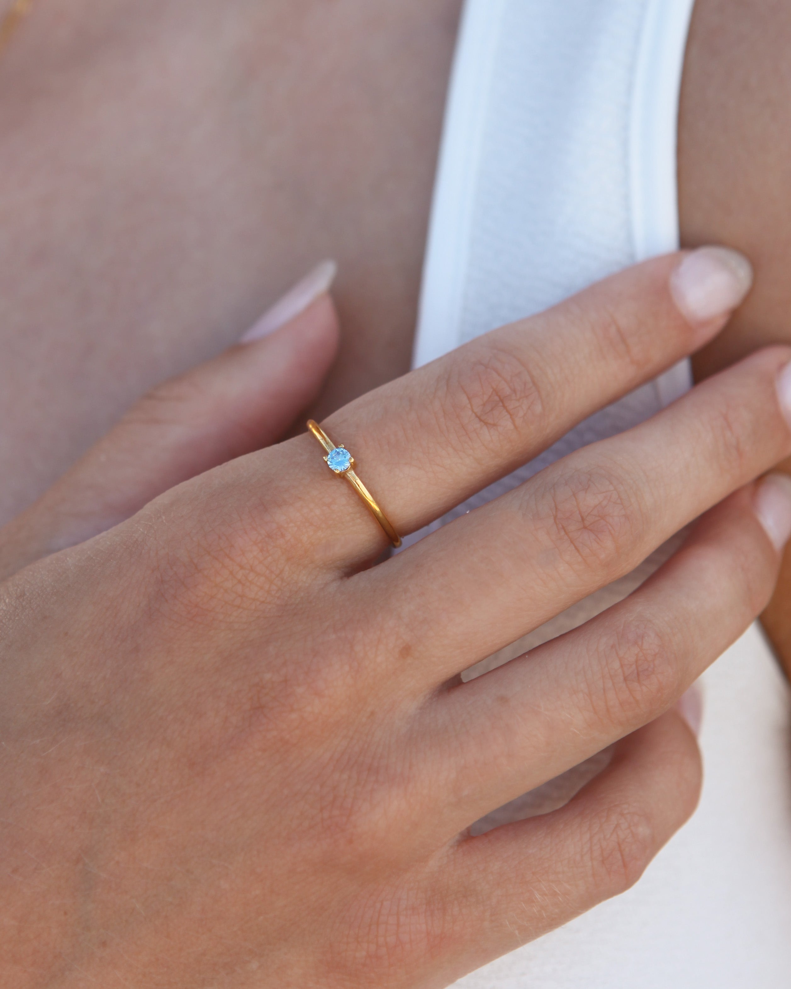Daytona - Light Blue 18k Gold Ring