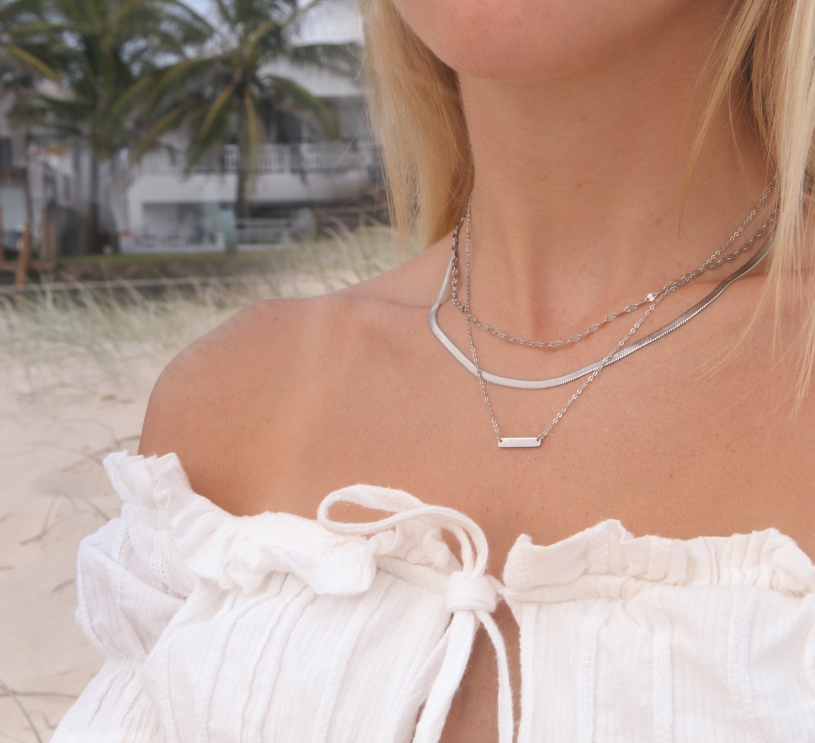 Saskia - Silver Bar Necklace