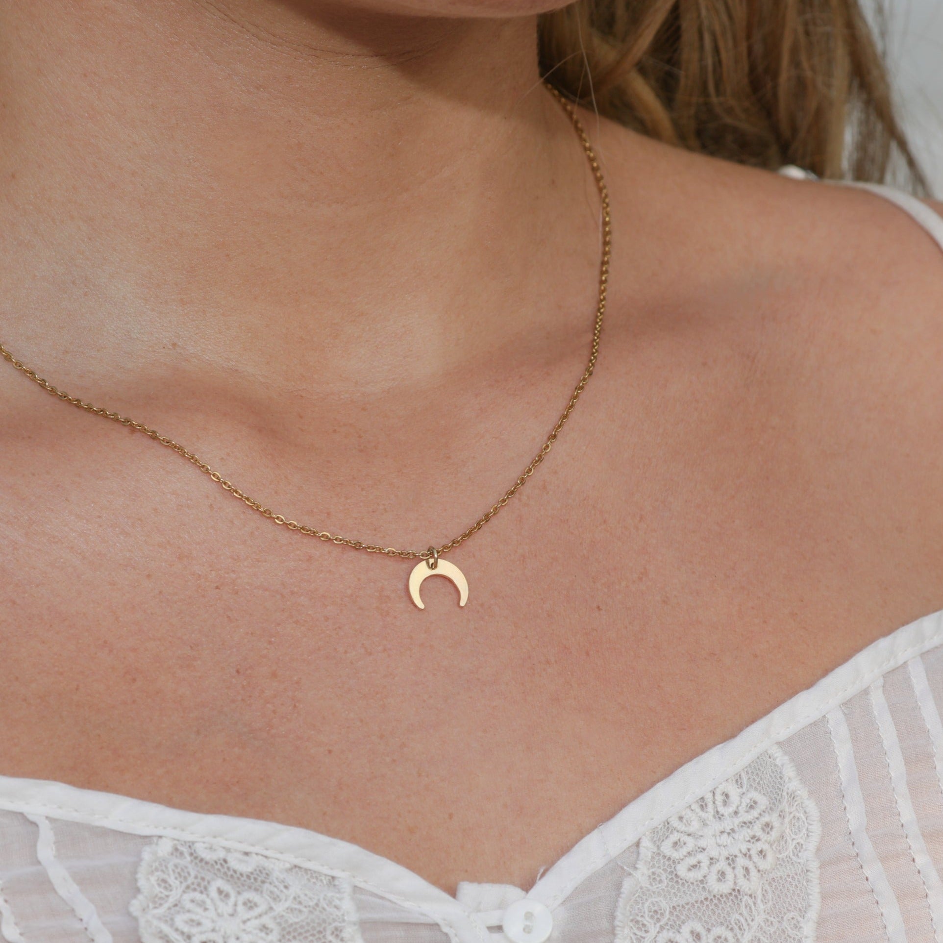 Gold Moon Phase Black Lace Choker - Lunar Cycle Necklace