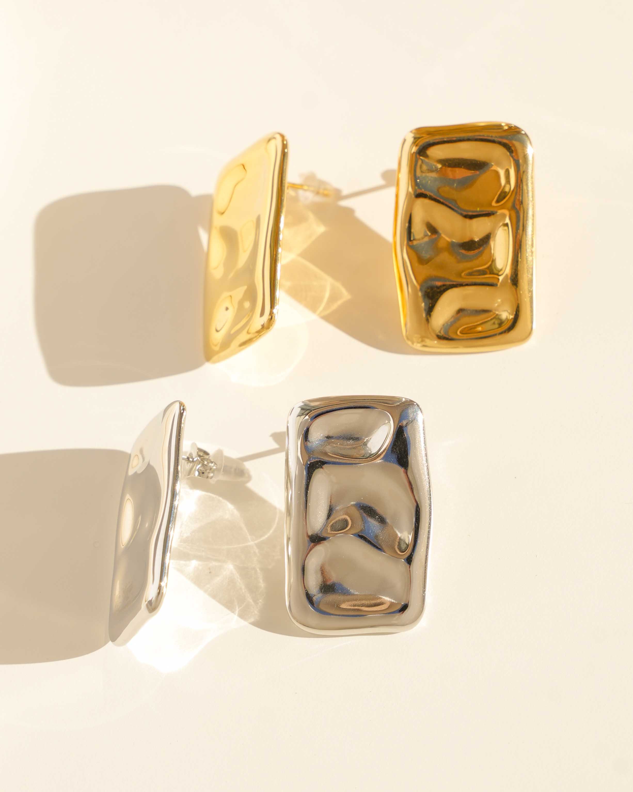 Auburn - 18k Gold Statement Rectangle Earrings