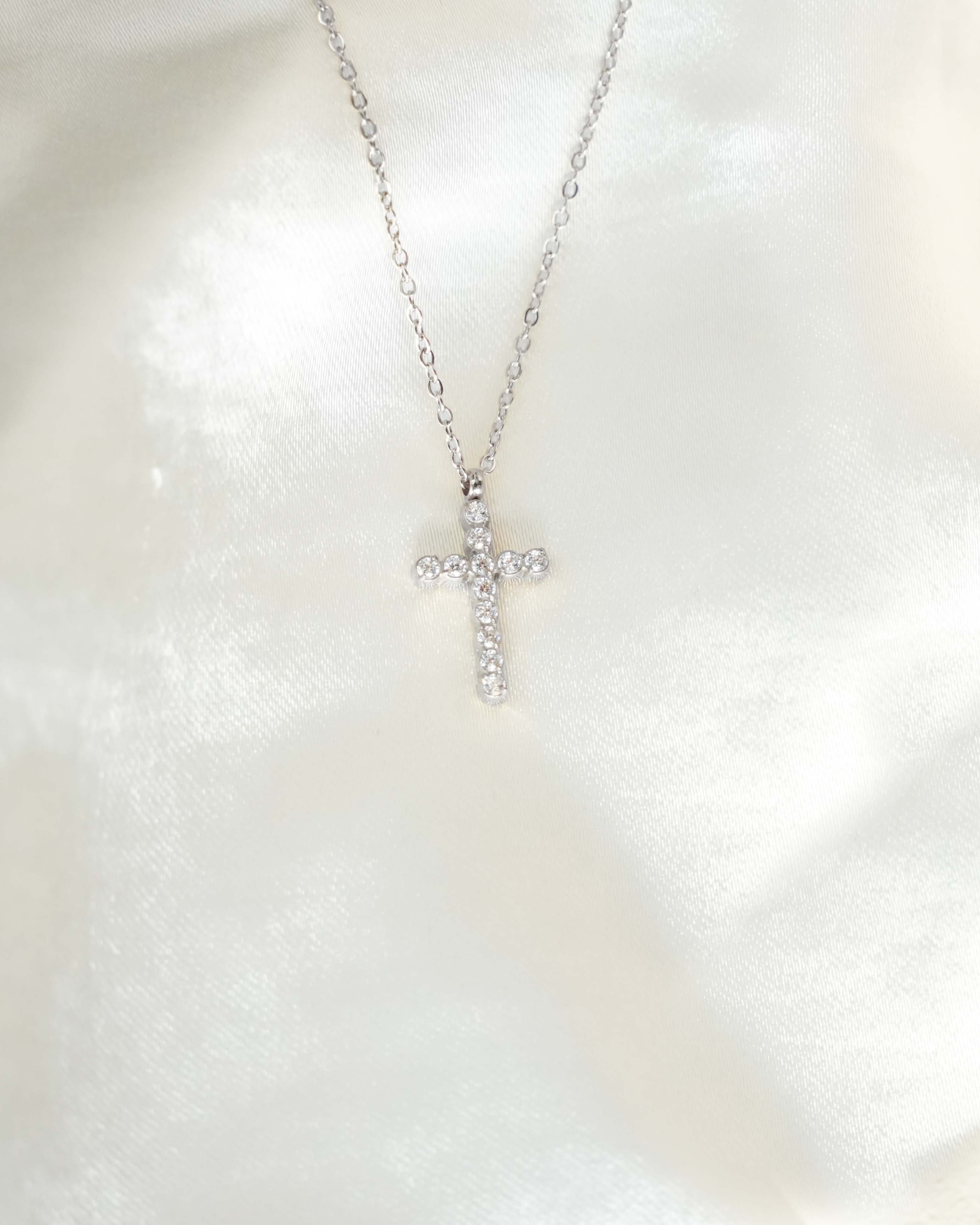 Cross - Silver Zirconia Necklace