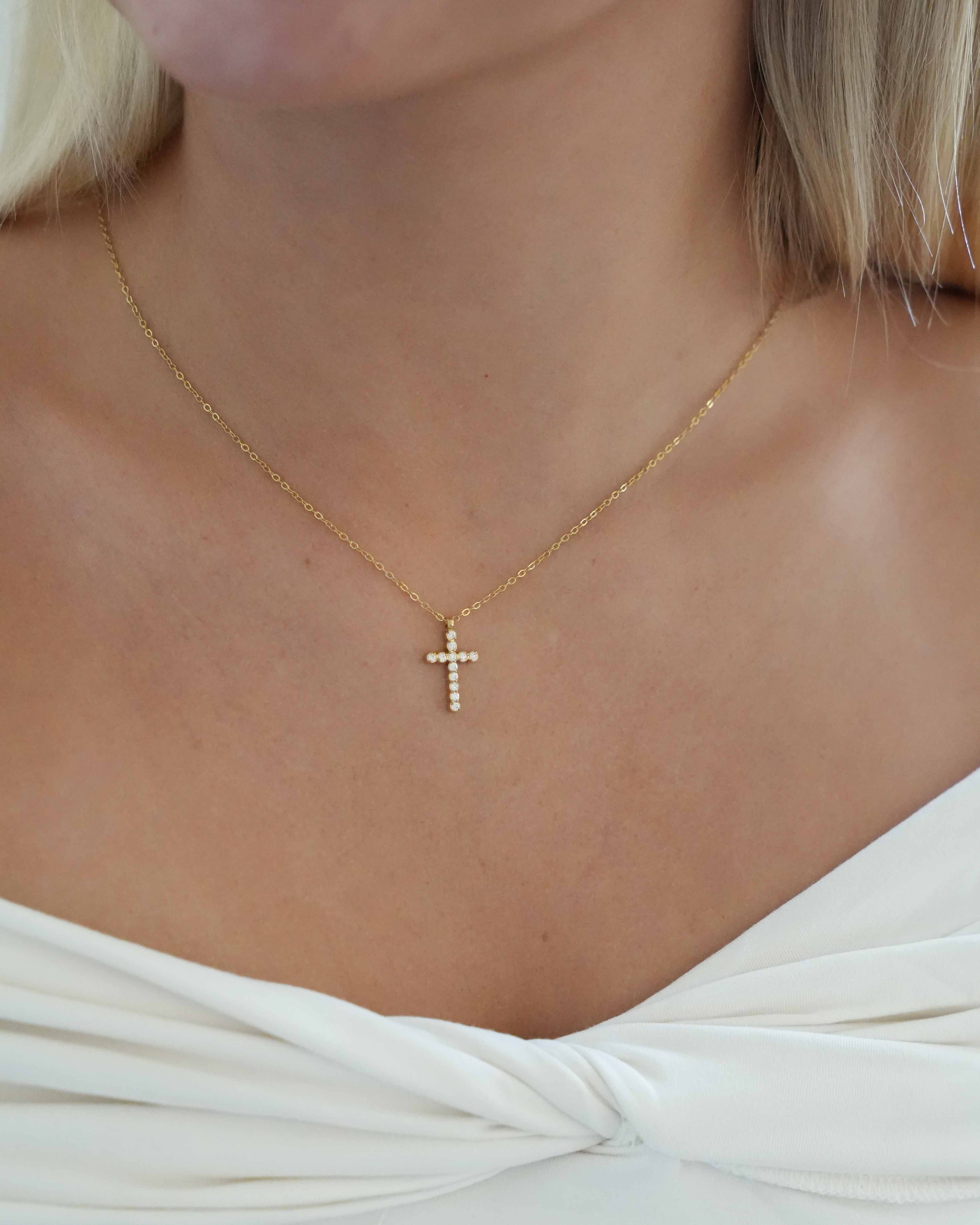 Cross - Silver Zirconia Necklace