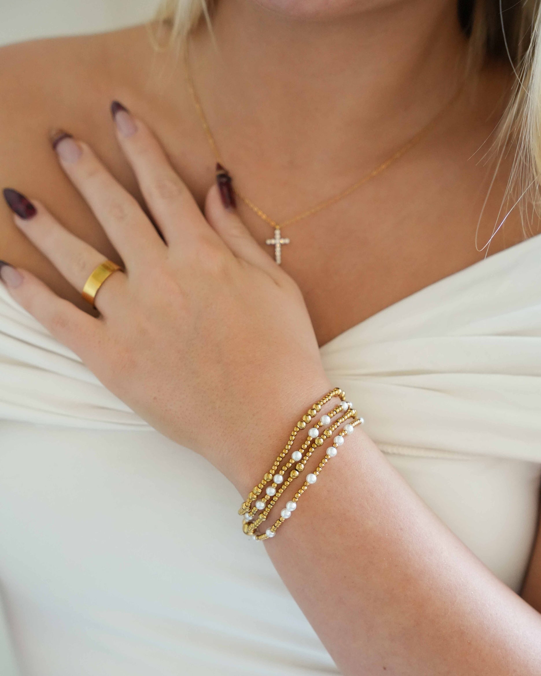 Beaded Bracelet Stack - 18k Gold Bracelet Set