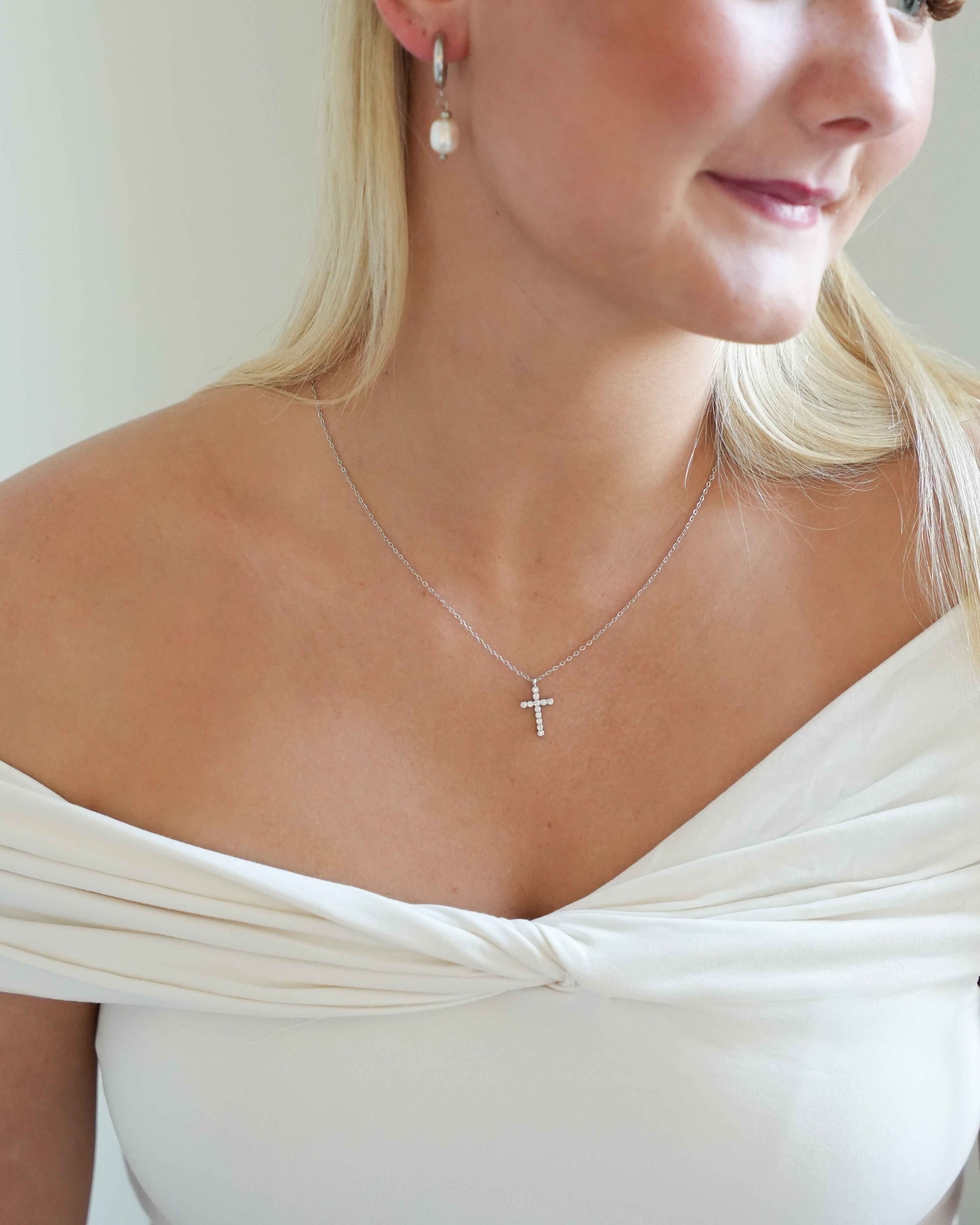 Cross - Silver Zirconia Necklace