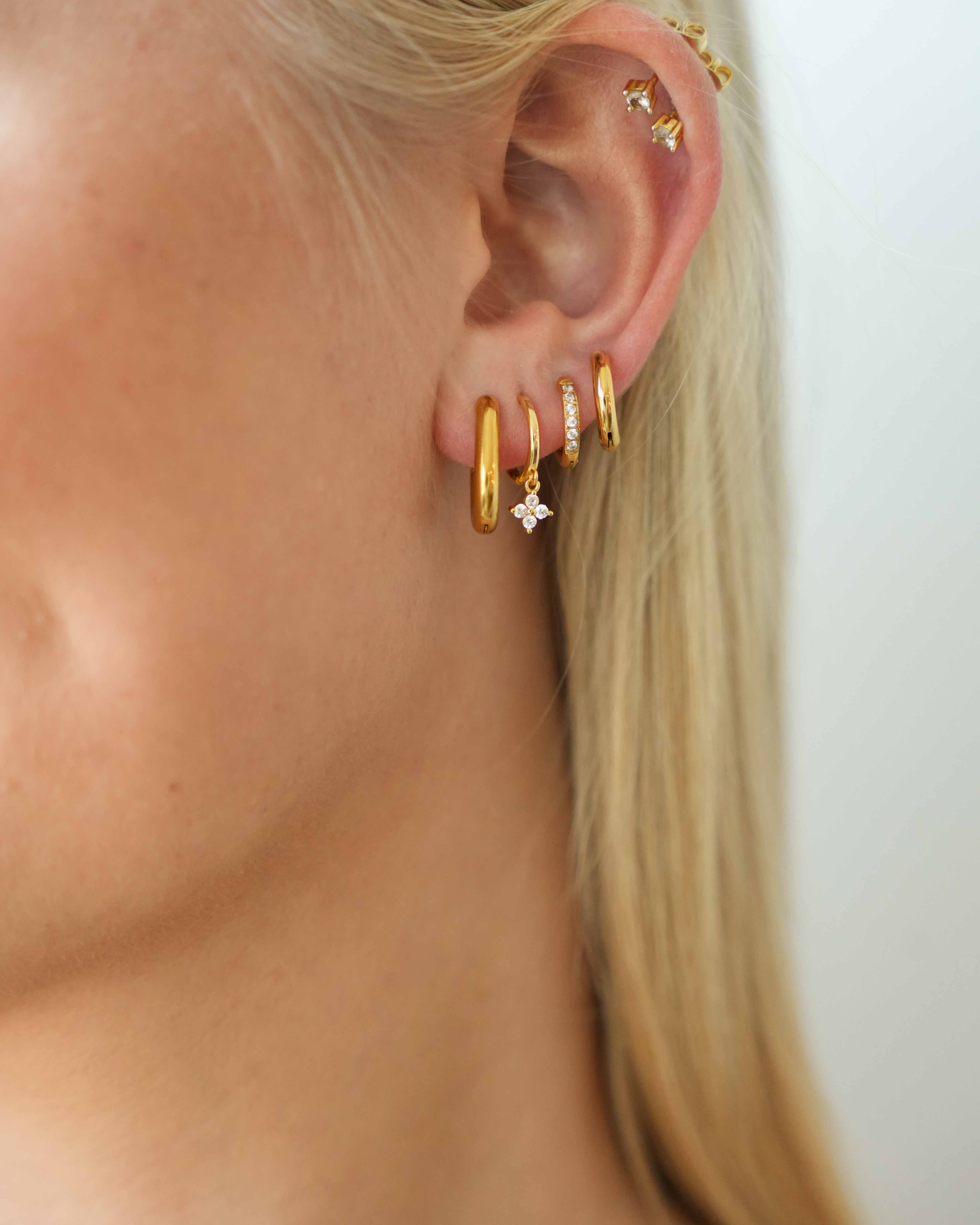 Triple Hoops Bundle 18k Gold Hugger Earrings