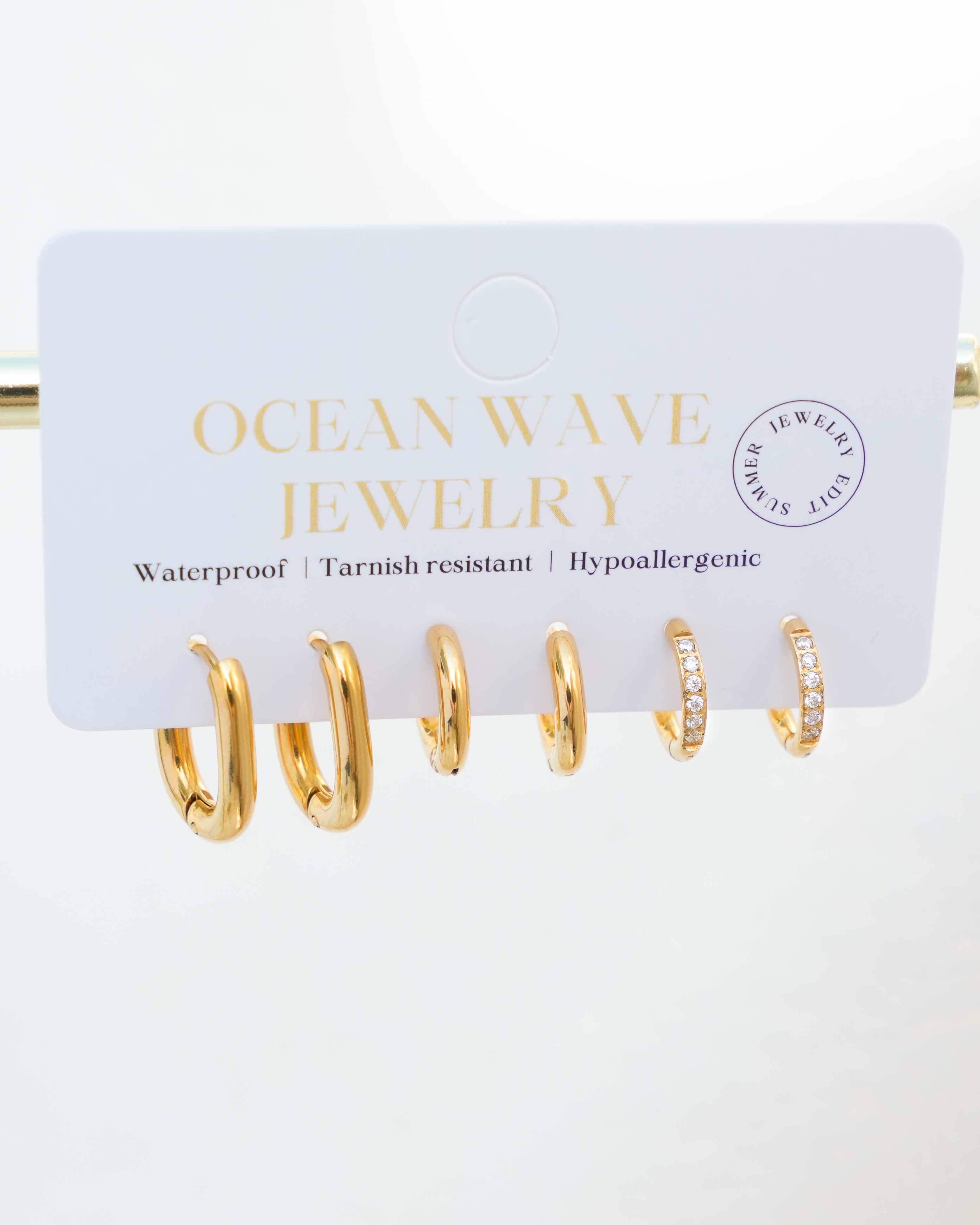 Triple Hoops Bundle 18k Gold Hugger Earrings