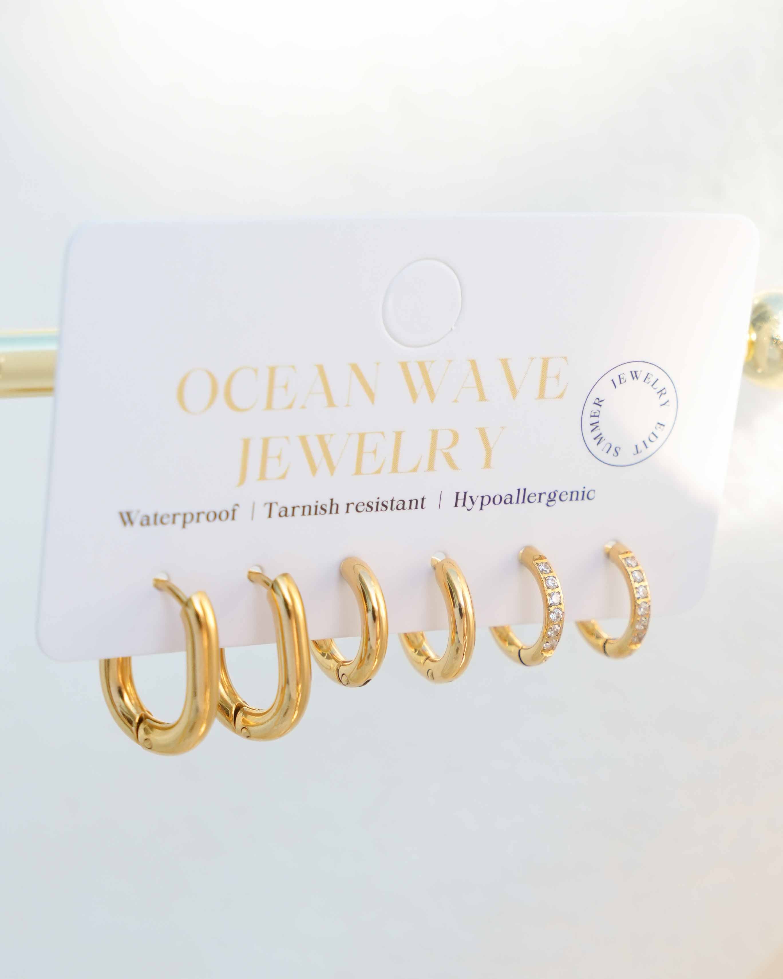 Triple Hoops Bundle 18k Gold Hugger Earrings