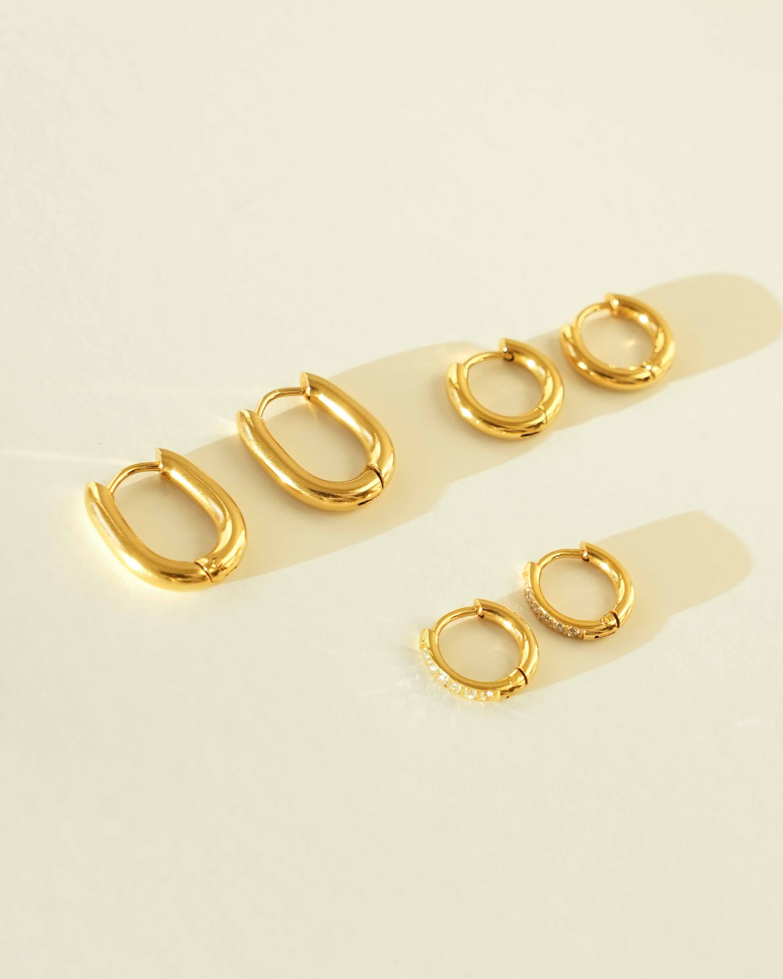 Triple Hoops Bundle 18k Gold Hugger Earrings