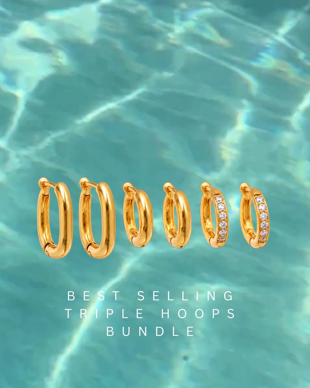 Triple Hoops Bundle 18k Gold Hugger Earrings