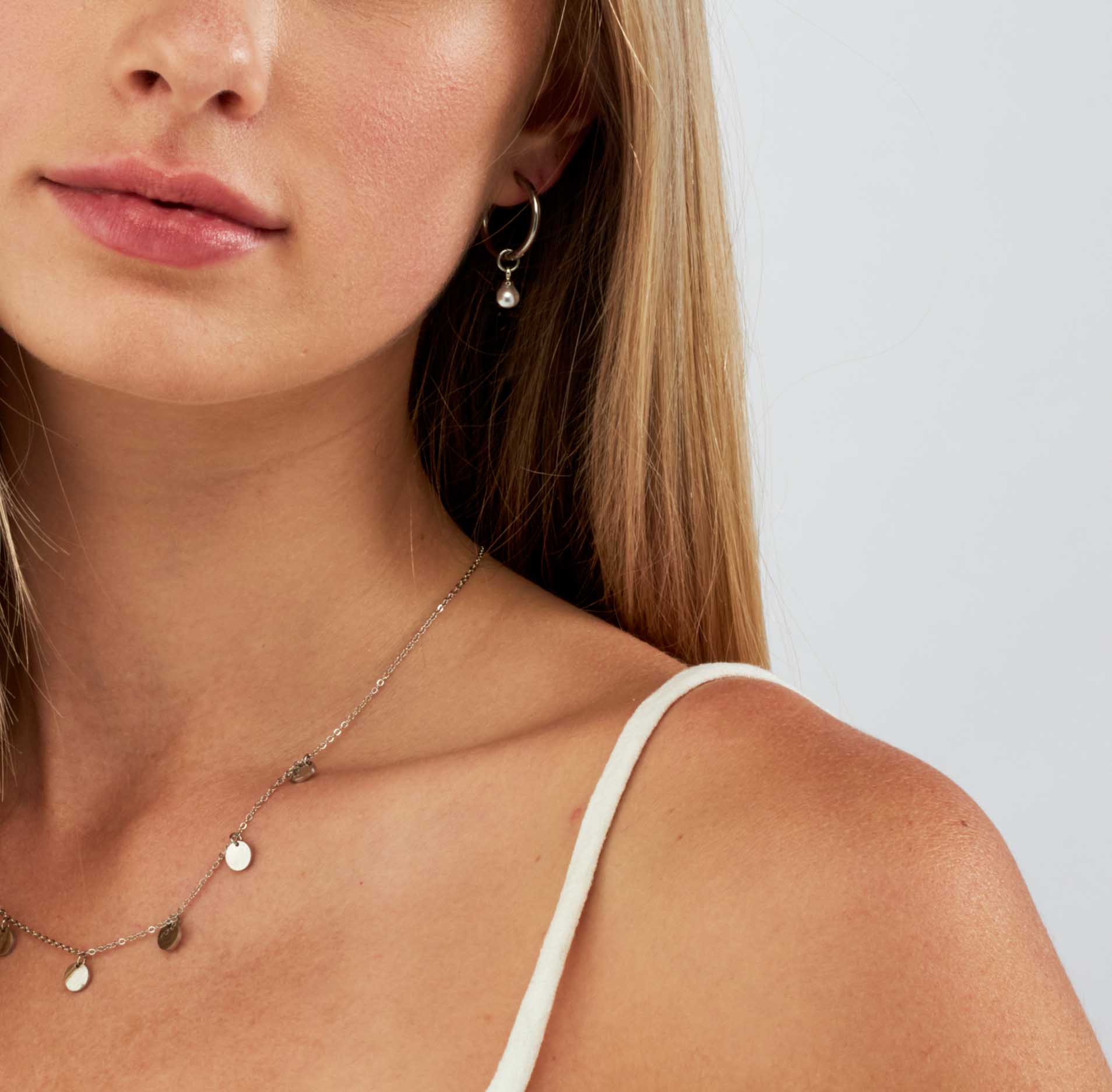 Pearl Hoops - Silver Earrings - Ocean Wave Jewelry