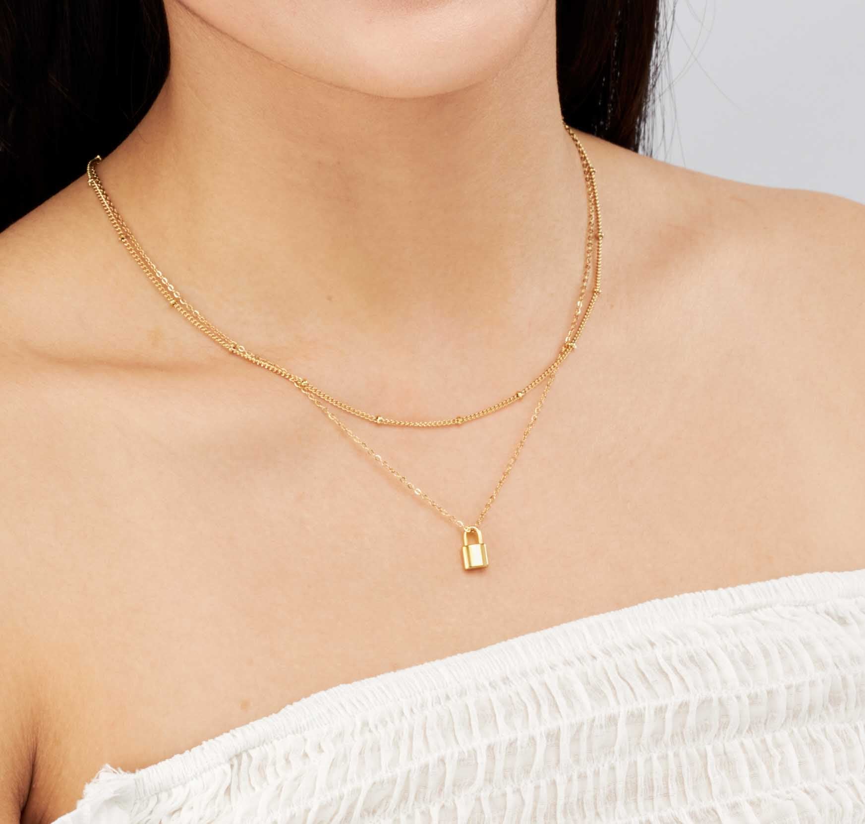 Padlock - 18k Gold Necklace - Ocean Wave Jewelry
