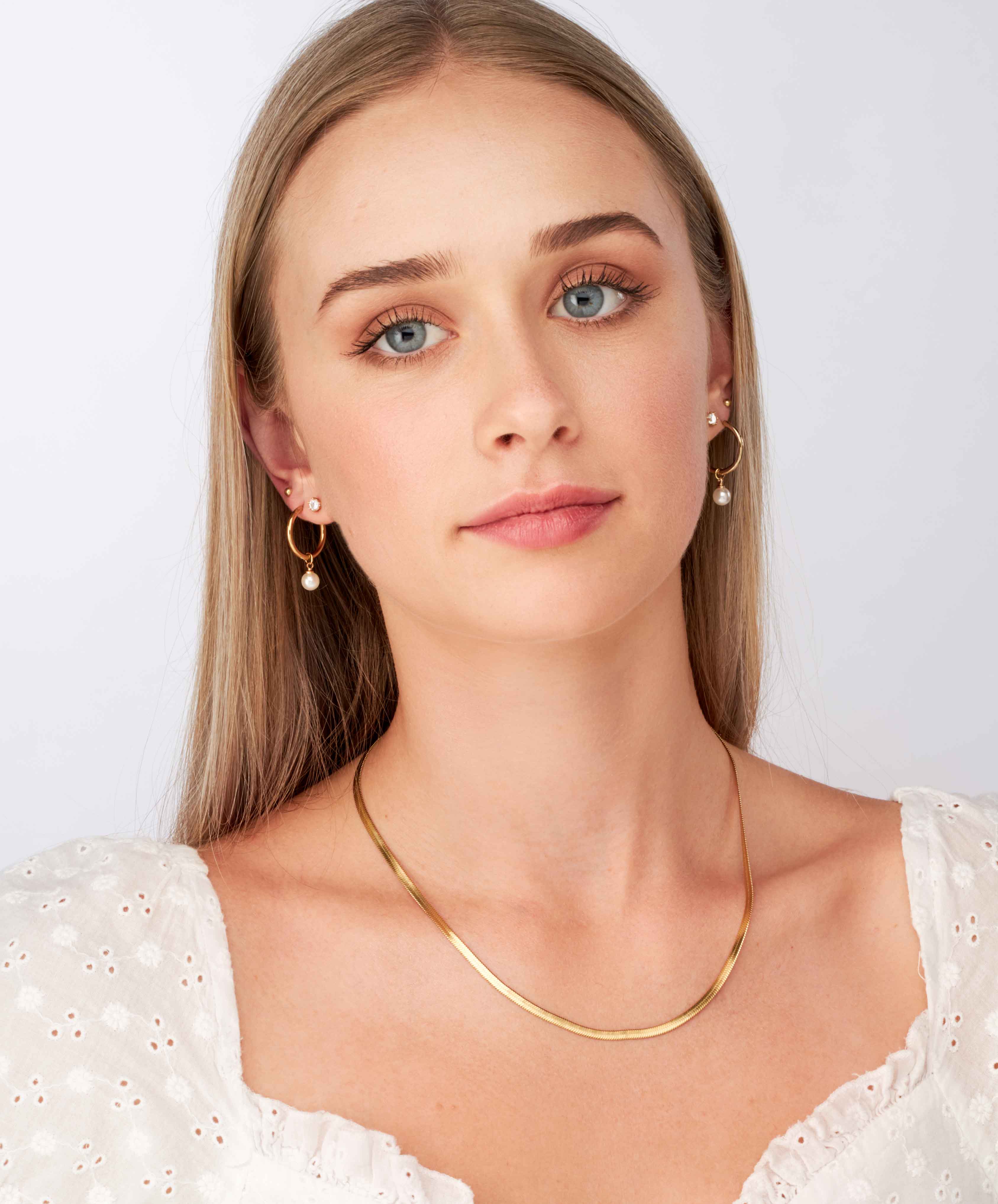 Pearl Hoops - 18k Gold Earrings - Ocean Wave Jewelry
