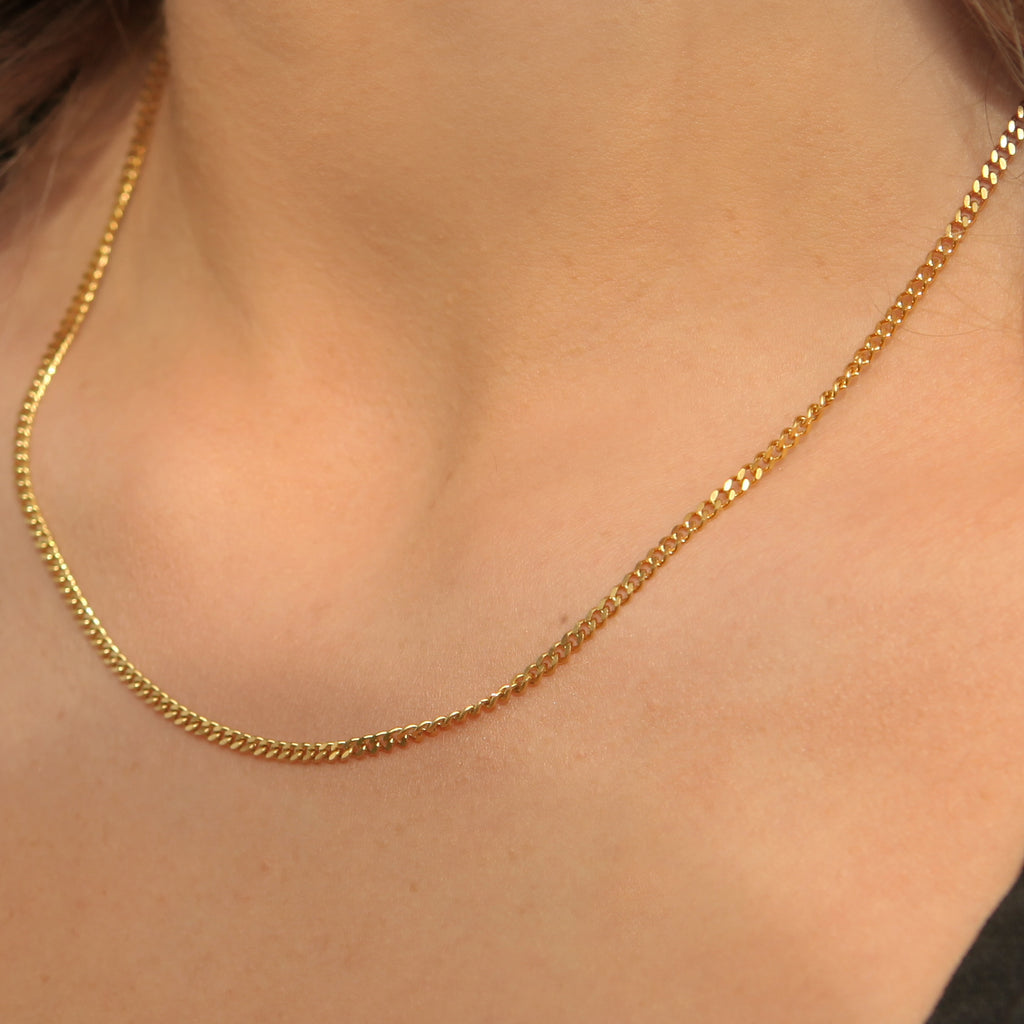 Harper - 18k Gold 2mm Cuban Chain Necklace – Ocean Wave