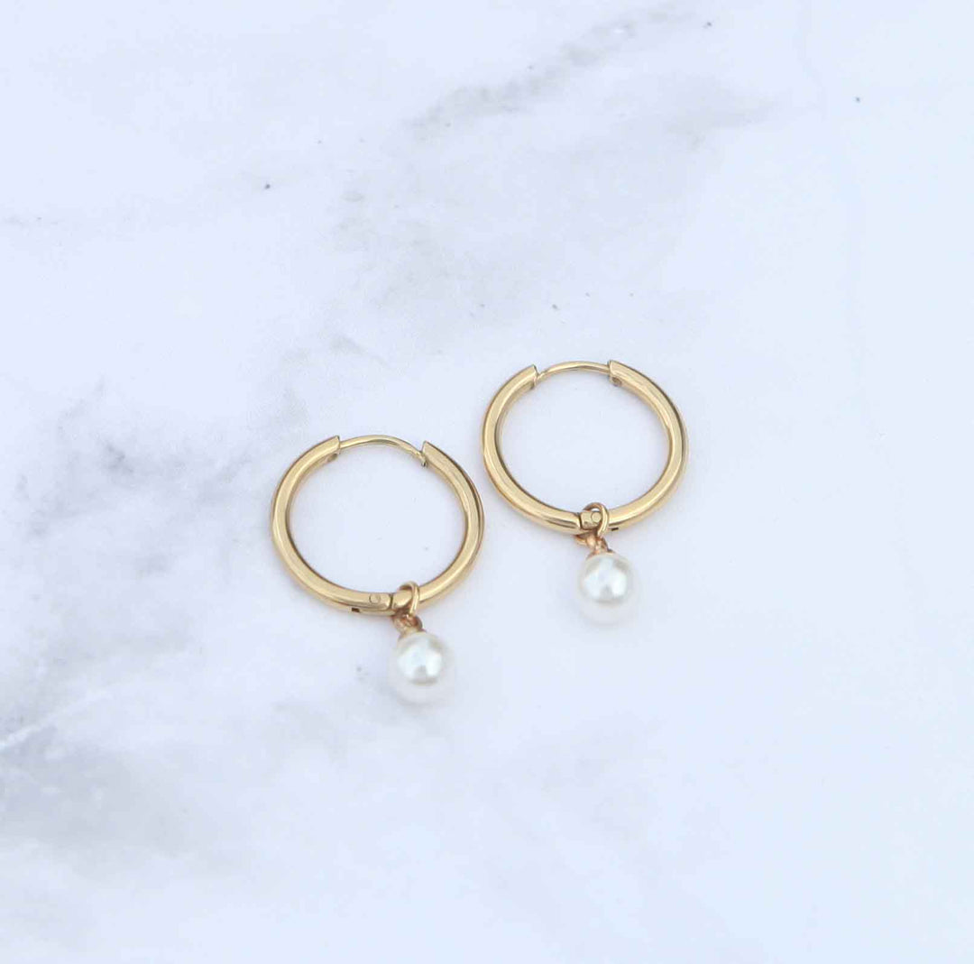 Pearl Hoops - 18k Gold Earrings – Ocean Wave Jewelry