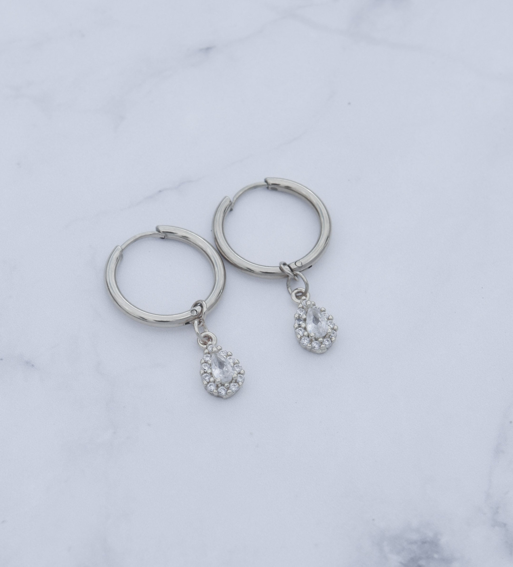 Hayden - Silver Zirconia Drop Earrings - Ocean Wave Jewelry